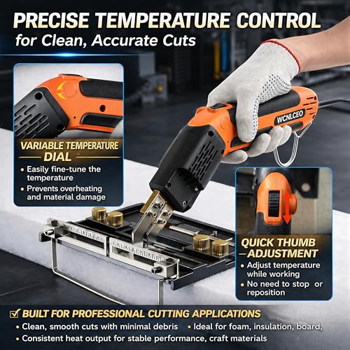 【New Model】 Foam Cutter Electric Hot Knife, Foam Cutting Tool Kit,Air Cooled 200W Styrofoam Cutting Tool Kit for Cutting Foam Board Insulation, EPP, EPS, XPS, EVA - color: C-orange Hot Knife Set (7 Blades)