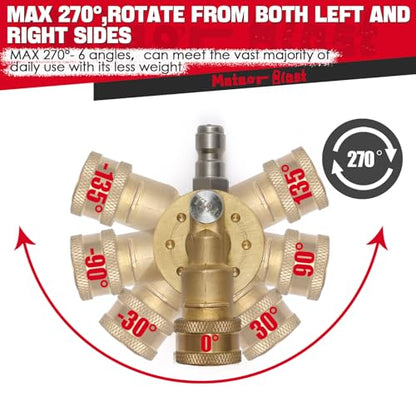 Meteor Blast Pressure Washer Pivoting Coupler, Gutter Cleaner Attachment - size: 7 angles, 270 degree