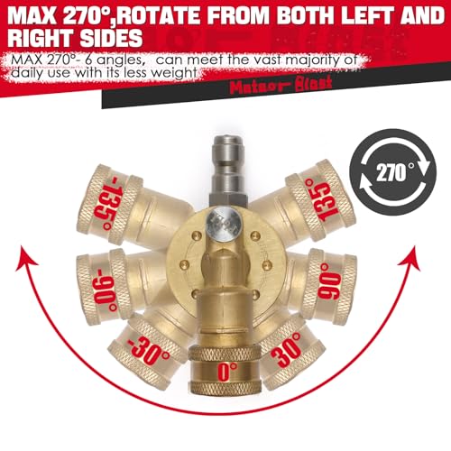 Meteor Blast Pressure Washer Pivoting Coupler with 8 nozzles, 3 upgrades - size: 7 angles, 270 degree, 8 nozzles