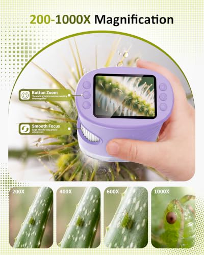 1000X Handheld Digital Microscope for Kids: Pocket Microscope for Stem Toy - color: Purple