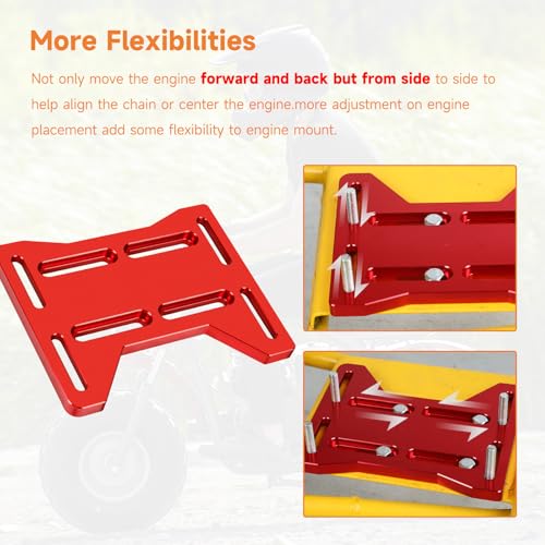 FVRITO Mini Bike Engine Mount Plate Compatible with Predator 212 224cc 97cc Coleman CT200U BT200X CC100X, Engine Motor Mounting Plate Bracket for Baja DB30 MBX10 GX160 Clone Engine Minibike Parts Red - size: Red