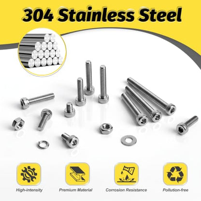 750PCS M3 Hex Socket Screw Kit,M3x4/6/8/10/12/14/16/18/20/25/30mm - size: SS M3 750Pcs 4-30MM