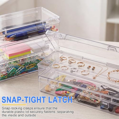 Jetec 6 Pieces Small Clear Plastic Storage Box, 6.1 x 2.6 x 1.2 Inch - size: 6.1 x 2.6 x 1.2 Inch