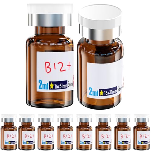 Ks-Tek Sterile Empty Vials with Self Healing Injection Port,with Aluminum plastic Cap,Sterile Package (10, 2ml Amber) - size: 2ml Amber