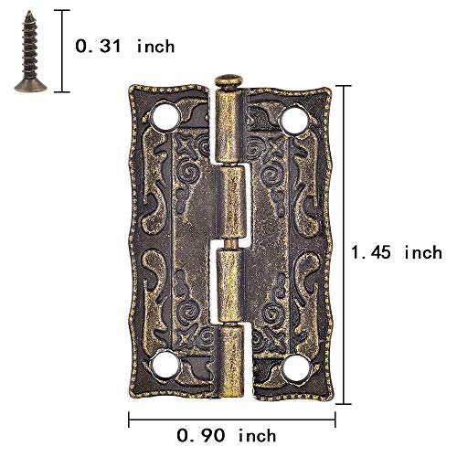 40Pcs Antique Bronze Engraved Hinges Repair Hardware for Wooden Jewelry Boxes