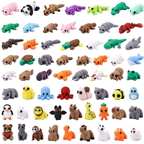 65 PCS 3D Printed Animal Figurines Set, Articulated Animal Figurines,Fidget Toys, Flexible Desk Decor, Party Favor, Gifts for Girls and Boys, Classroom Reward - style: Style III