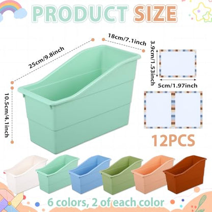 gisgfim 12 Pack Large Book Bins with Labels (Boho) - color: Boho
