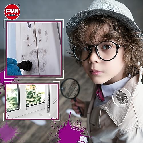 Detective Fingerprint Kit for Kids Ages 8-12, FunKidz Spy Gear Pretend Play STEM Science Kit Project with Crime Scene Investigations Educational Class Tools for Boys Girls