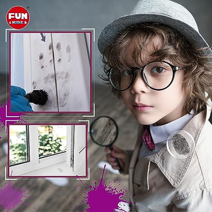 Detective Fingerprint Kit for Kids Ages 8-12, FunKidz Spy Gear Pretend Play STEM Science Kit Project with Crime Scene Investigations Educational Class Tools for Boys Girls