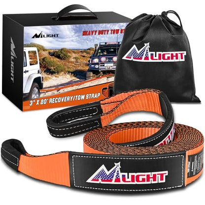 Nilight 3" x 20' Recovery Tow Strap Lab Tested 31,500lbs Break Strength - color: 3in x 20ft Tow Strap
