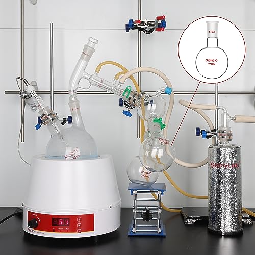 StonyLab Glass 500ml Heavy Wall Single Neck 1 Neck Round Bottom Flask RBF, with 24/40 Standard Taper Outer Joint – 500ml - size: 500 ml