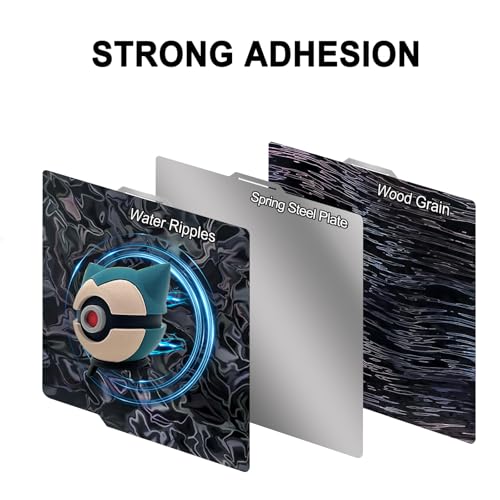 257x257mm Holographic Smooth Build Plate for Bambu Lab X2D/P2S/X1/X1C/X1E/P1P/P1S/A1, Water Ripples+Wood Grain Double Sided Smooth Flexible Spring Steel Plate for Bambu Lab 3D Printers - color: H1H(Water Ripples+Wood Grain)