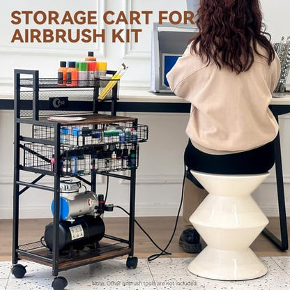 OPHIR 5 Tier Metal Airbrush Storage Cart for Air Compressor,Paint Supplies