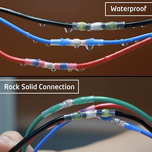160 Pcs Solder Seal Wire Connectors Kit, Electrical Connectors Heat Shrink Wire Connectors Waterproof Electrical Cable Butt Terminals for Marine Automotive Trailer RV Boat Truck Wiring - size: 160 PCS