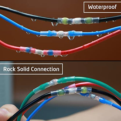160 Pcs Solder Seal Wire Connectors Kit, Electrical Connectors Heat Shrink Wire Connectors Waterproof Electrical Cable Butt Terminals for Marine Automotive Trailer RV Boat Truck Wiring - size: 160 PCS