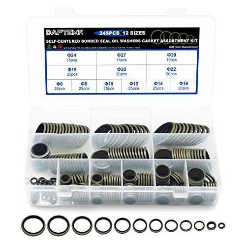 245 PCS Seal Washers NBR Metric Metal Rubber Washers Kit 12 Size - color: 245PCS Black Sealing Washers