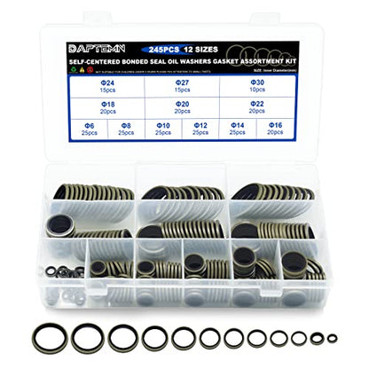 245 PCS Seal Washers NBR Metric Metal Rubber Washers Kit 12 Size - color: 245PCS Black Sealing Washers