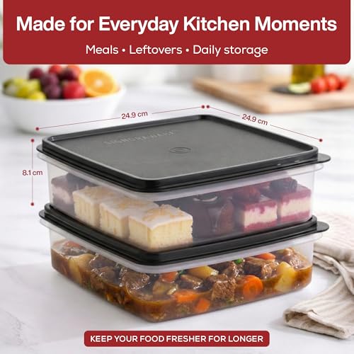 Plastic Storage Containers with Lids – 2-Pack 3L Cupcake Carrier – Leakproof Cookie Storage Containers Airtight – BPA-Free Plastic Containers with Lids for Food Storage, Meal Prep, Leftovers, Cupcakes - color: Black