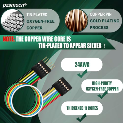 6Sets/48Pcs 24AWG 20cm Dupont 2.54mm 6Pin Black M-F Header Cable