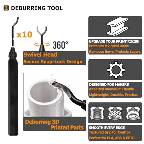 3D Printer Tools Kit, 49 PCS 3D Printer Accessories & Cleaning Kit for All FDM/SLA Printers with Nozzle Cleaner, Scraper, 5 Types Files, Brushes, Wire Cutter, Engraving Knife, Deburring Tool