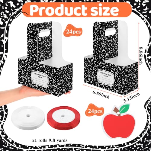 24 Set Back to School Teacher Gift 2 Cup Drink Carrier with Handle - color: Mixed
