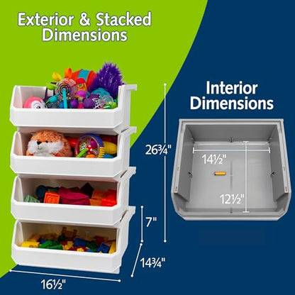 ReadySpace Extra Large Stackable Plastic Storage Bins, 4-Pack, White - color: White, size: Extra Large, 4-Pack