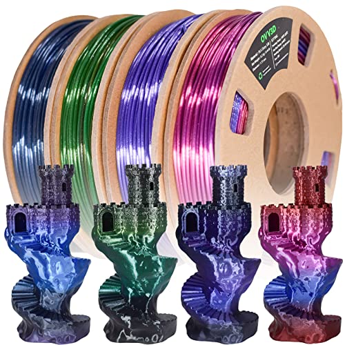 OVV3D PLA 3D Printer Filament Bundle, Shiny PLA Multicolor Pack - color: Black Blue Purple Green