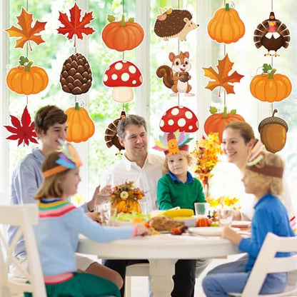 48Pcs Fall Thanksgiving Cutouts, Cute Autumn Squirrel Turkey Pumpkin Cut-Outs Fall Paper Cutouts for Thanksgiving Autumn Harvest Party Home Office Classroom Bulletin Board Chalkboard Wall Decor - style: Fall Thanksgiving