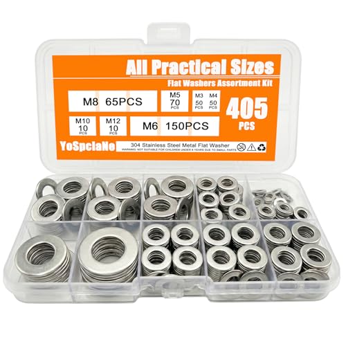 Flat Washers Assortment Kit, Metal Washers, More Practical M6 & M8 Sizes