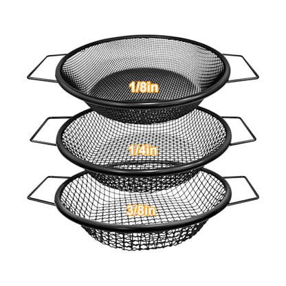 Soil Sifter for Gardening, Rock Sifter for 5 Gallon Bucket,Compost Sifter Dirt Sifter,Captures Dirt Rocks Sawdust (3pcs Black Handle) - color: 3PCS Black Handle