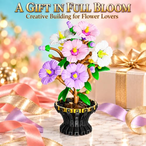 Botanicals Hibiscus Artificial Flowers Building Set - color: Pastel Purple