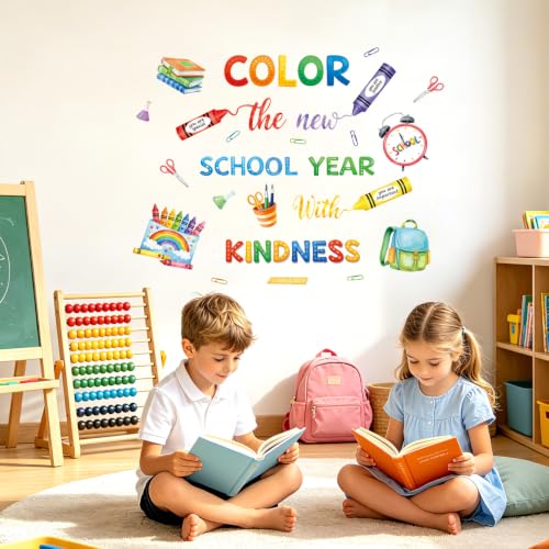 LHIUEM Inspirational Quote Wall Sticker Color Crayon Schoolbag Wall Decal - color: School Year