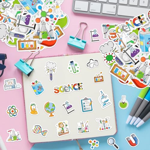 300Pcs Science Foam Stickers, Self-Adhesive Chemistry Biology Physics Stickers Science Laboratory Decals Sticker Decorations for Home Office School DIY Art Craft Teacher Classroom Supplies - style: Science