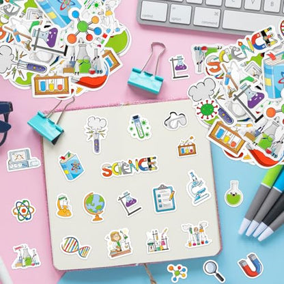 300Pcs Science Foam Stickers, Self-Adhesive Chemistry Biology Physics Stickers Science Laboratory Decals Sticker Decorations for Home Office School DIY Art Craft Teacher Classroom Supplies - style: Science