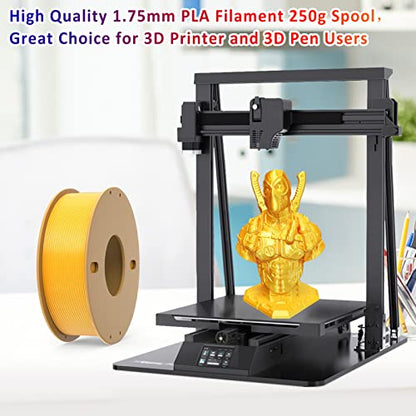 PLA+ 3D Printer Filament 1.75mm No Tangle, Neatly Wound Filament Net Weight 250g Spool, PLA Pro Plus, Silk Gold - color: 250g-silk Gold