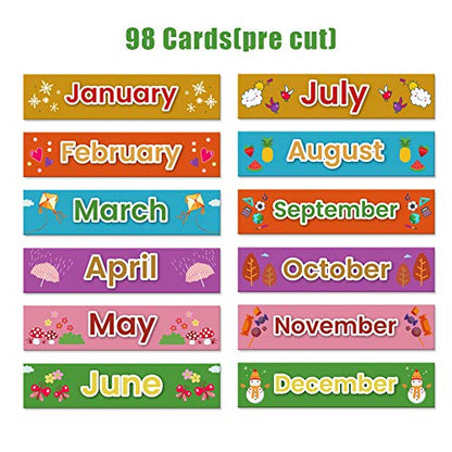 Classroom Calendar Pocket Chart for Kids, Weekly Weather Chart, Blue