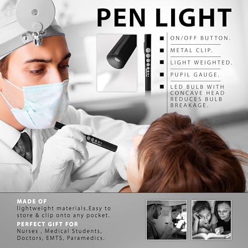 ASA TECHMED Premium 7 Piece Tactical Black Diagnostic Kit - Taylor Hammer, Measuring Tape, Tuning Forks, Bandage Scissors, Pupil Gauge Penlight, Snellen Eye Chart (Black) - color: Black