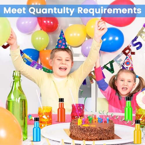 100 Pcs Clear Plastic Mini Liquor Bottles with Caps, 1 Oz Small Empty Alcohol Spirit Bottles for Wedding, Party Favors, Hot Sauce, and DIY Craft