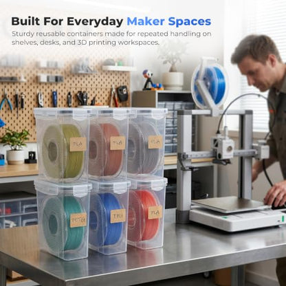 YOOPAI Filament Storage Box - 4 Pack Filaments Container for 3D Printing Filaments Sealing and Protection - Portable Filament Storage with Desiccant&Label ,Water-Proof and Dust-Proof 4.0L(9.03*8*3)