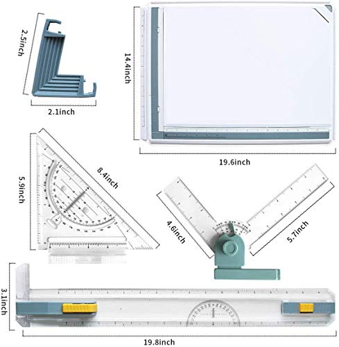 Frylr Inch A3 Drawing Board Drafting Table Multifunctional Drawing Board Table with Clear Rule Parallel Motion and Angle Adjustable Measuring System - size: 14"W x 19.7"H