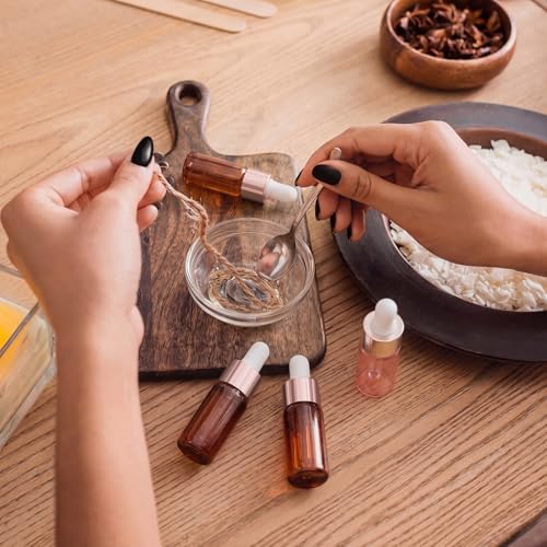 Didaey 100 Pcs Mini Glass Oil Dropper Bottle, 10 ml, Blush Pink - color: Blush Pink, size: 10 ml