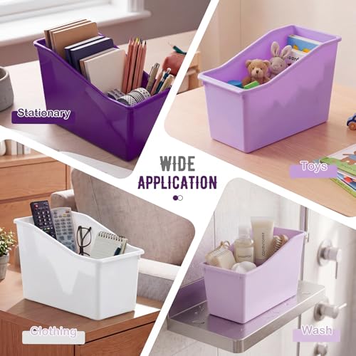 Geetery 12 Pcs Plastic Book Bins for Classroom, Purple Color Series - color: Purple Color Series