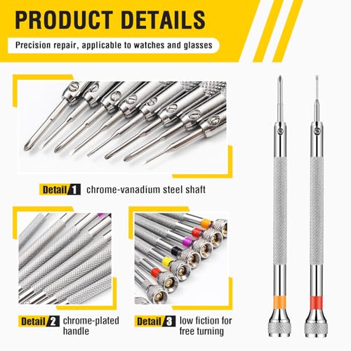 Chumia 8 Pieces Precision Jewelers Screwdriver Set, Micro Watch Repair - size: 0.6-1.8 mm, style: Flathead, Phillips
