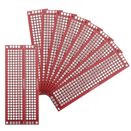 MECCANIXITY 10Pcs Solderable Breadboard, 3.15"x0.79" Double Sided Circuit Board Red Tinned PCB Board Small Prototype Board for DIY Electronics Projects Apply to Soldering Projects - color: Red Tinned, size: 3.15"x0.79"