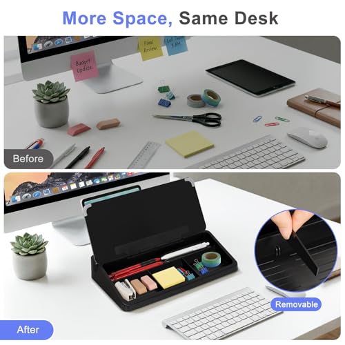 Small Desktop Glass Whiteboard with Storage, Desk White Board Stand Black - color: Black