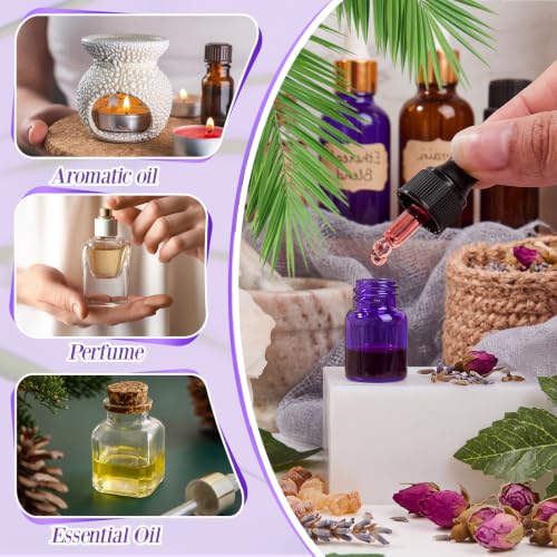 Didaey 100 Pcs Mini Glass Oil Dropper Bottle, 2 ml, Aromatherapy Purple - color: Aromatherapy Purple, size: 2 ml