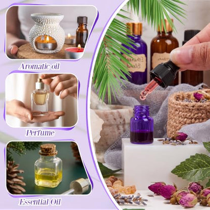 Didaey 100 Pcs Mini Glass Oil Dropper Bottle, 2 ml, Aromatherapy Purple - color: Aromatherapy Purple, size: 2 ml