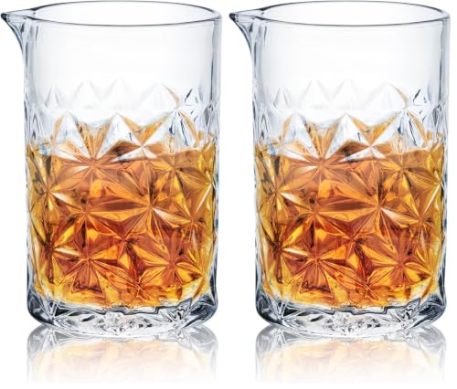 KITESSENSU Cocktail Mixing Glass 24oz 710ml - Crystal Bartender Accessories Glass Beaker to Mix & Stir Cocktails - Thick and Sturdy Bottom - Premium Seamless Design (Pack of 2) - size: 24 Ounces (Pack of 2)