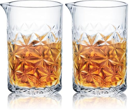 KITESSENSU Cocktail Mixing Glass 24oz 710ml - Crystal Bartender Accessories Glass Beaker to Mix & Stir Cocktails - Thick and Sturdy Bottom - Premium Seamless Design (Pack of 2) - size: 24 Ounces (Pack of 2)