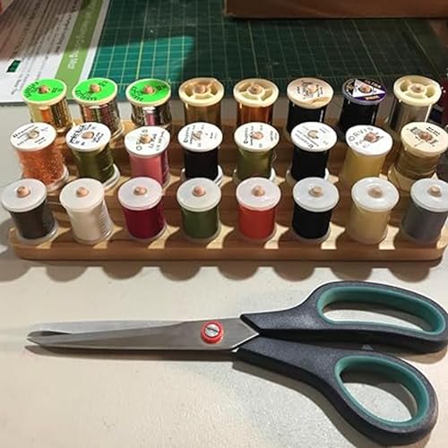 Riverruns Fly Tying Thread Spool Stand Nature Wood Spool Station Hand Made Travelling - color: Combo B